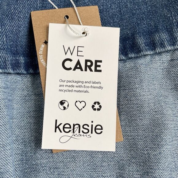 Kensie Jeans Vintage Luxe Denim Vest Stretch Trucker Frayed Size Large New - Picture 8 of 14